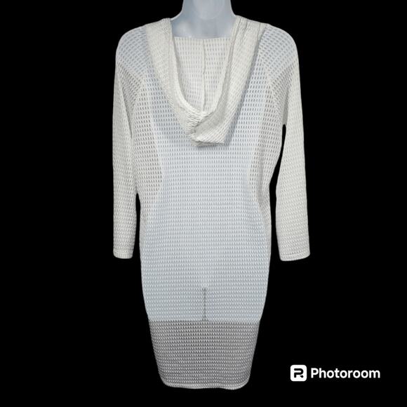 Jordan Taylor Pullover Hooded Waffle Knit Swimsuit Cover Up Size L - Picture 5 of 10